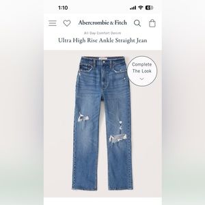 Abercrombie Ultra High Rise Ankle Straight Jean